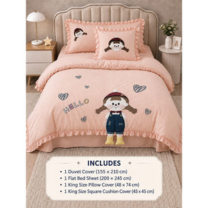 Little Surprise Box 4Pcs Little Girl 3D Embroidered Kids Bedding Set - Crib & Mattress Accessories