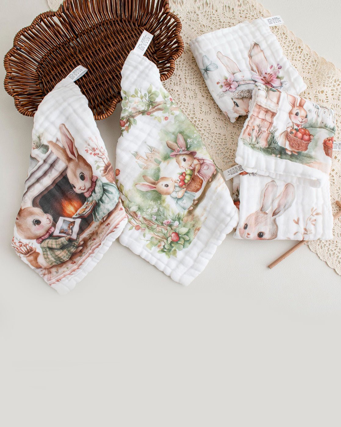 Little Surprise Box, 5 pcs woodland theme pure Muslin cotton Napkins set - LSB - NAPKN - WOODLAND