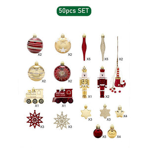 Little Surprise Box 50pcs Deep Maroon Burgundy & Gold Christmas Tree ornaments XMAS Tree decoration set - Christmas Decor