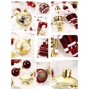 Little Surprise Box 50pcs Deep Maroon Burgundy & Gold Christmas Tree ornaments XMAS Tree decoration set - Christmas Decor