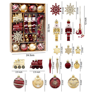 Little Surprise Box 50pcs Deep Maroon Burgundy & Gold Christmas Tree ornaments XMAS Tree decoration set - Christmas Decor