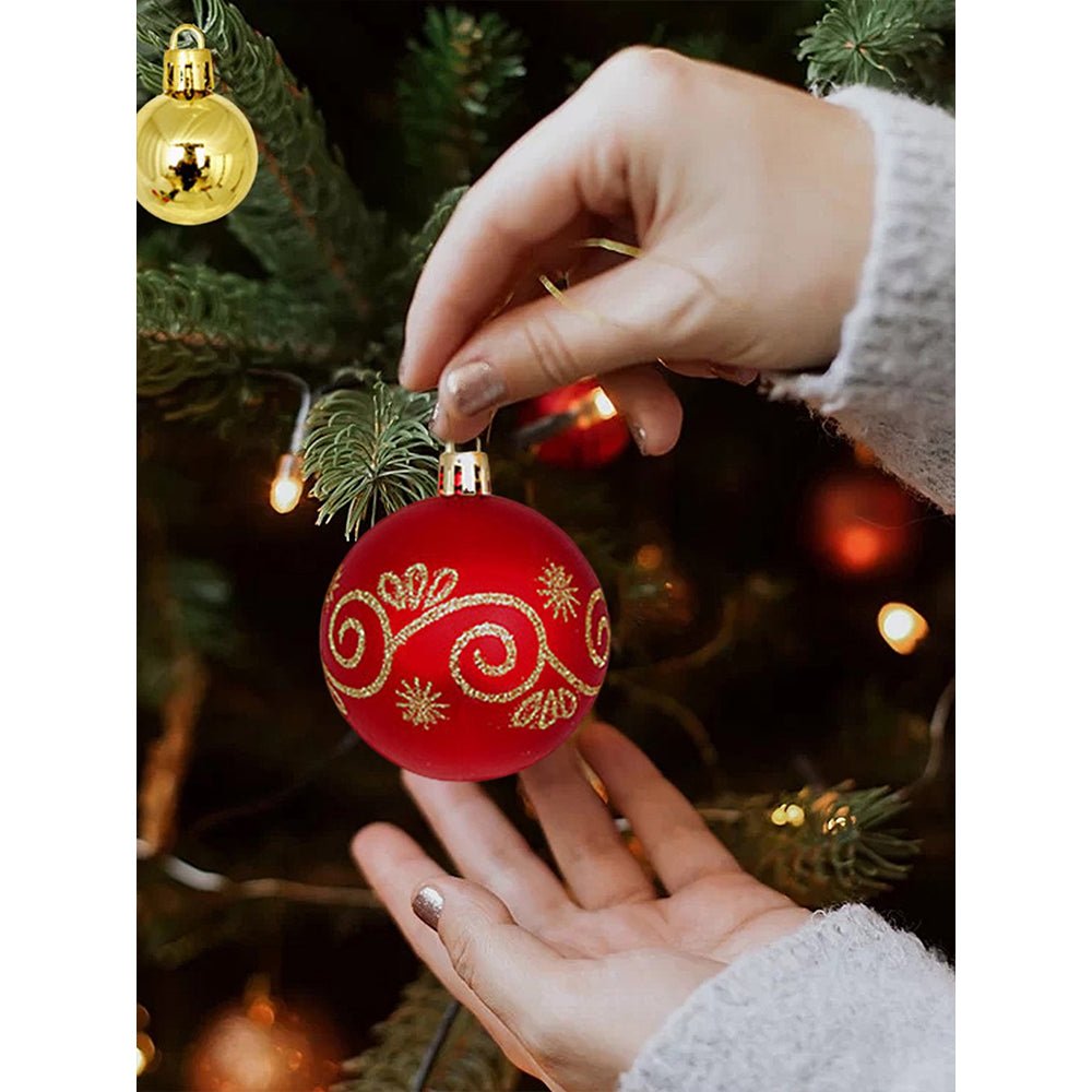 Little Surprise Box 52 pcs Balls, Hearts & Stars, themed assorted Christmas Tree Balls & xmas decoration set - Christmas Decor