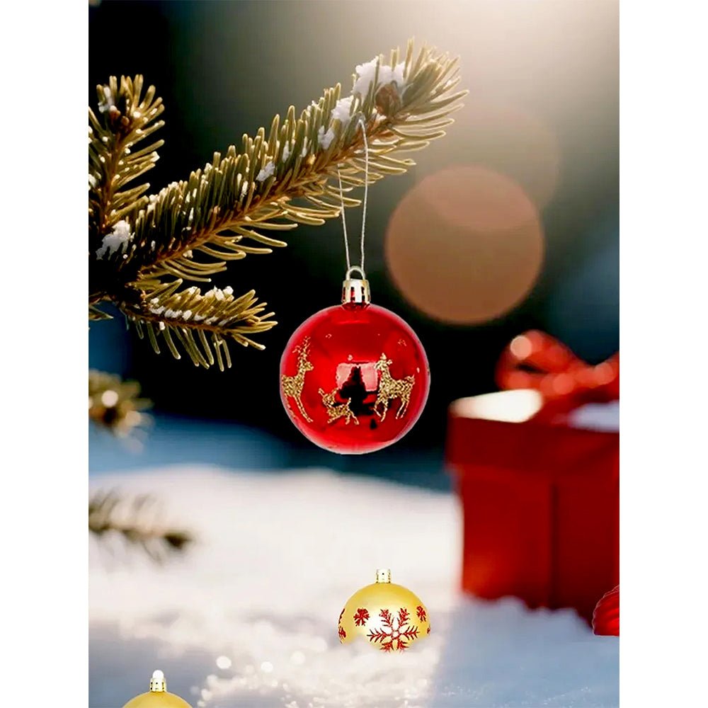 Little Surprise Box 52 pcs Balls, Hearts & Stars, themed assorted Christmas Tree Balls & xmas decoration set - Christmas Decor