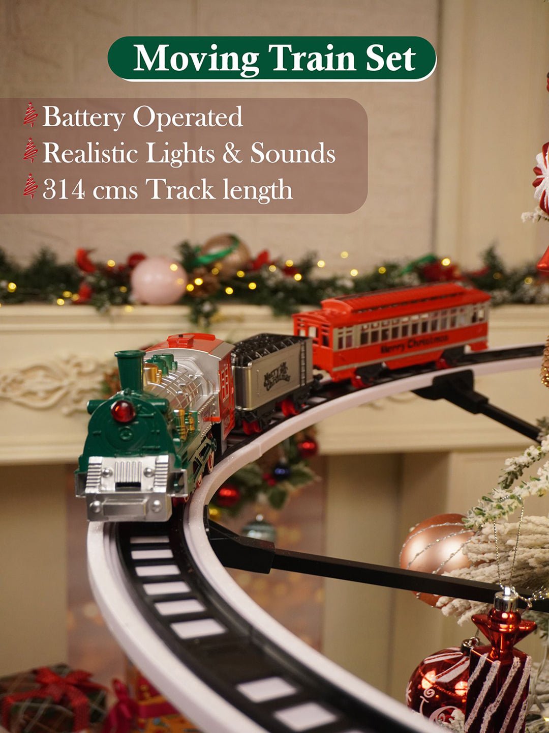 Little Surprise Box, 52pcs Electric Train Track set with Light Christmas Train - Track Set