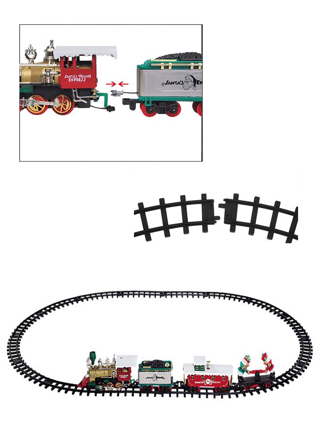 Little Surprise Box, 52pcs Electric Train Track set with Light Christmas Train - Track Set