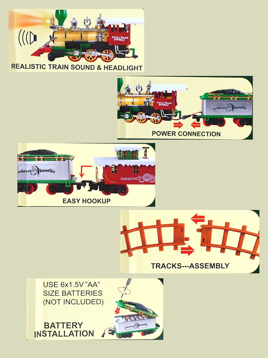 Little Surprise Box, 52pcs Electric Train Track set with Light Christmas Train - Track Set