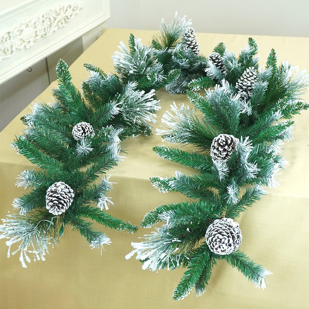 Little Surprise Box 6 feet Snow Dust , Green Xmas Garland Home and Table Décor - Christmas Decor