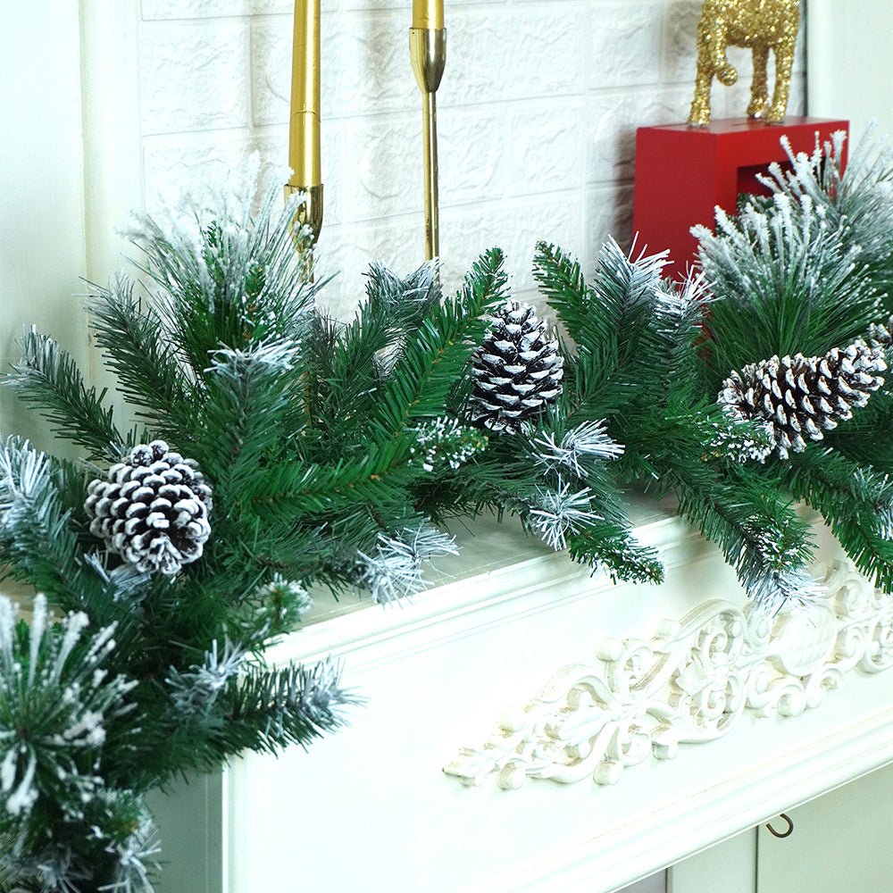 Little Surprise Box 6 feet Snow Dust , Green Xmas Garland Home and Table Décor - Christmas Decor