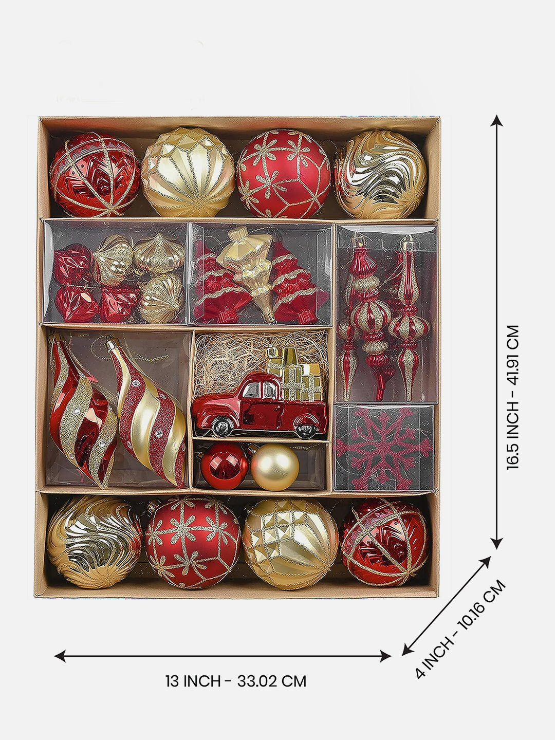 Little Surprise Box 60pcs Classic Christmas Balls tree hanging Xmas Decoration set. - 60RGLCAMPA Christmas Decor
