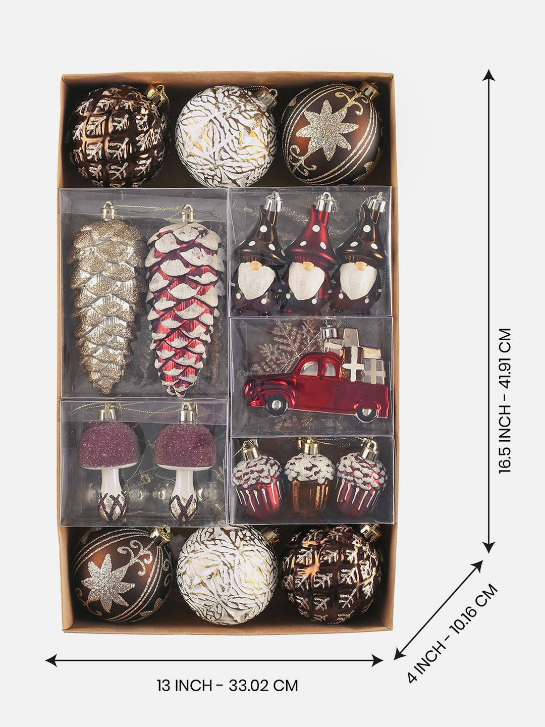 Little Surprise Box 60pcs Classic Christmas Balls tree hanging Xmas Decoration set. - 60MBGLPINCONE Christmas Decor