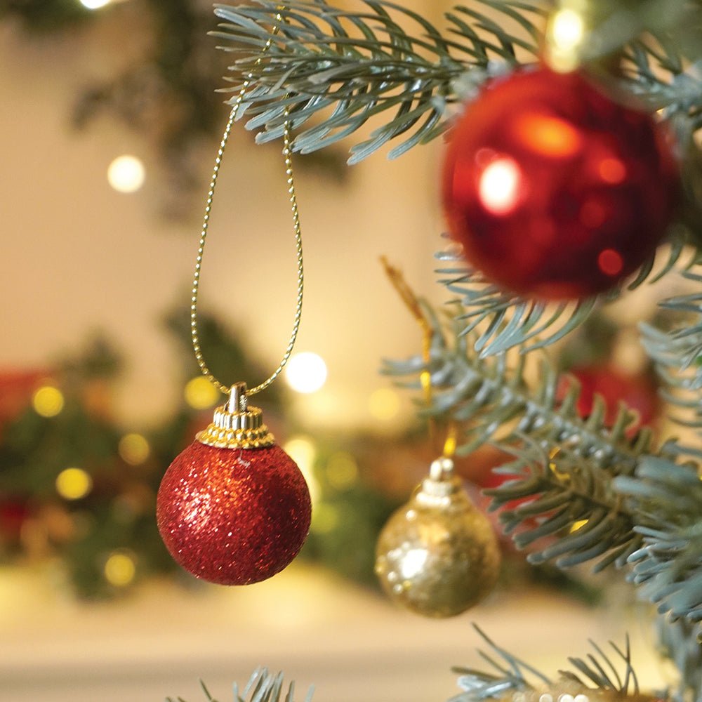 Little Surprise Box 64 pcs Red & Gold Mix themed Christmas Balls tree hanging, XMAS Decoration set. - Christmas Decor