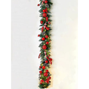 Little Surprise Box 6.5 Feet Heavily Loaded Red Ornament Bushy Deep Green Christmas Garland - Christmas Decor