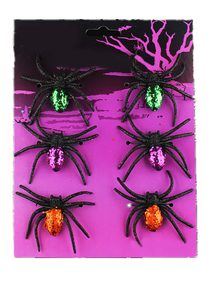 Little Surprise Box 6pcs Pack of Glitter Spider Spooky Halloween theme Table/wall Decor - Halloween