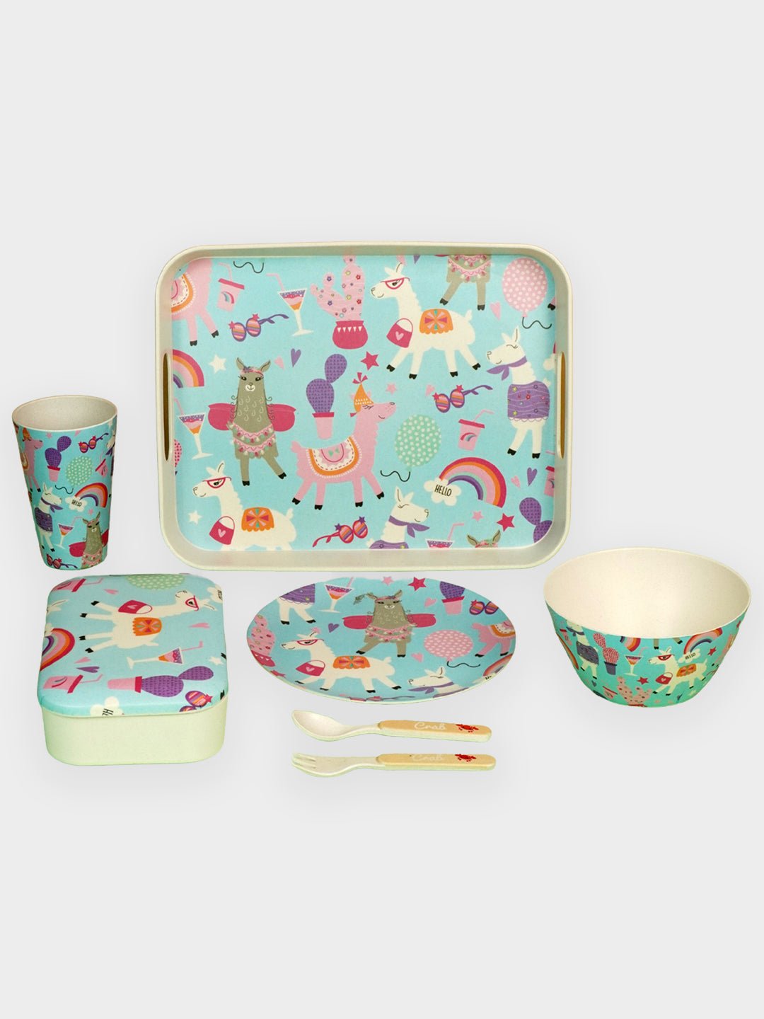 Little Surprise Box 7 pcs Eco friendly Bamboo Fiber Garden/ Picnic/Home Meal set for Kids - LSB - BAM - 7PCSUNICRN