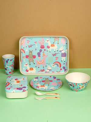 Little Surprise Box 7 pcs Eco friendly Bamboo Fiber Garden/ Picnic/Home Meal set for Kids - LSB - BAM - 7PCSUNICRN