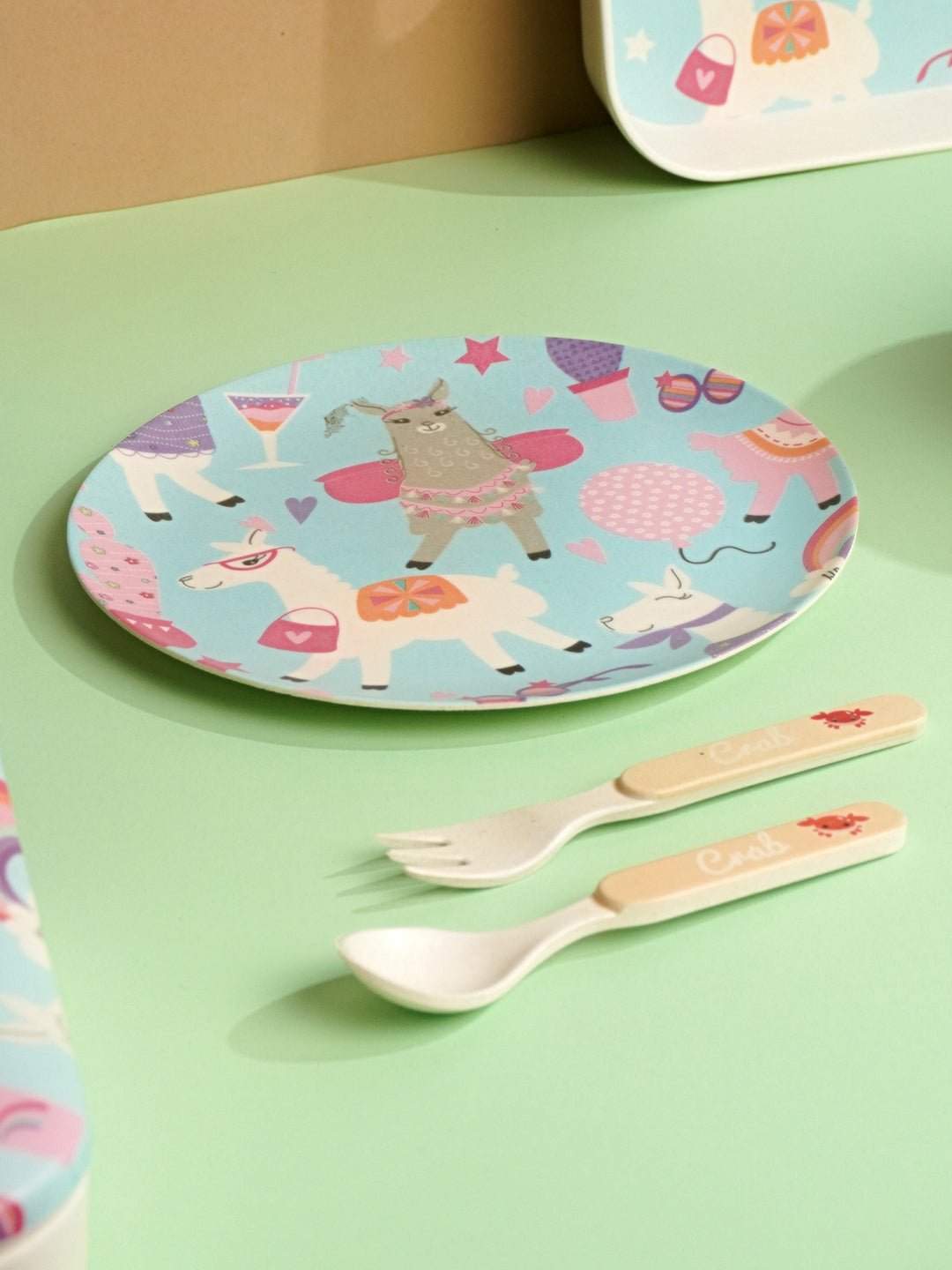 Little Surprise Box 7 pcs Eco friendly Bamboo Fiber Garden/ Picnic/Home Meal set for Kids - LSB - BAM - 7PCSUNICRN