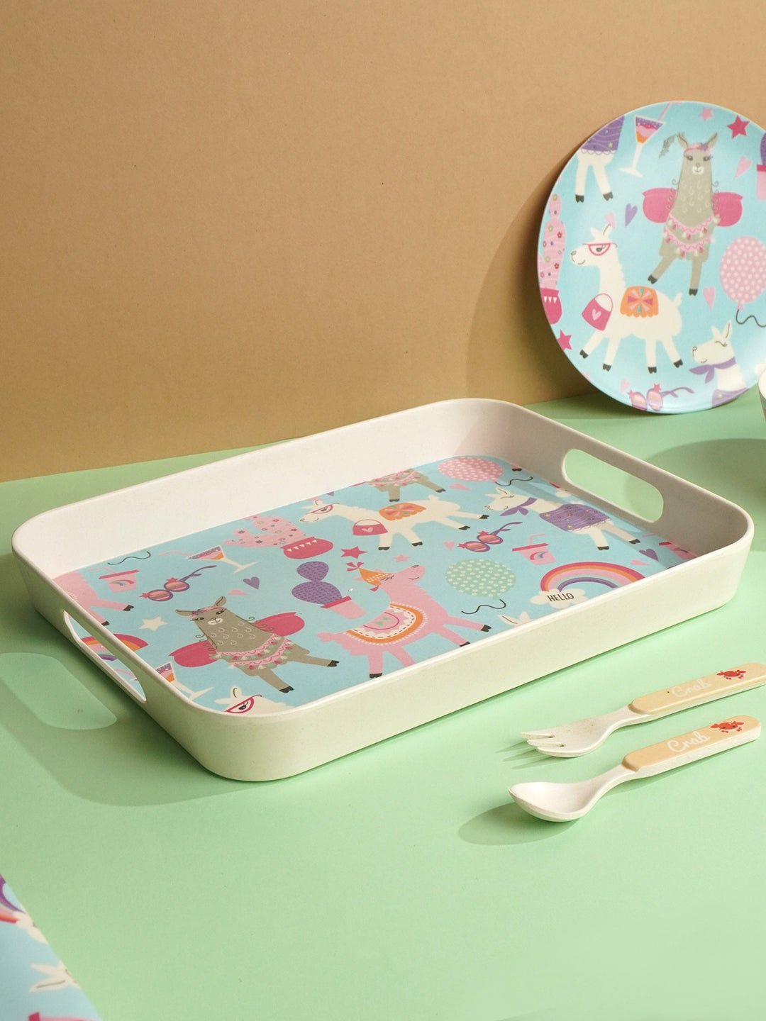 Little Surprise Box 7 pcs Eco friendly Bamboo Fiber Garden/ Picnic/Home Meal set for Kids - LSB - BAM - 7PCSUNICRN