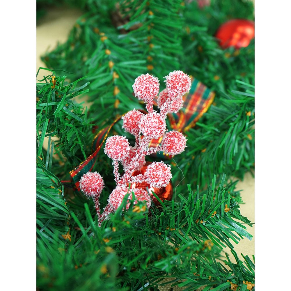 Little Surprise Box 8 feet Bushy Frosty Cherry Deep Green Xmas Garland - Christmas Decor