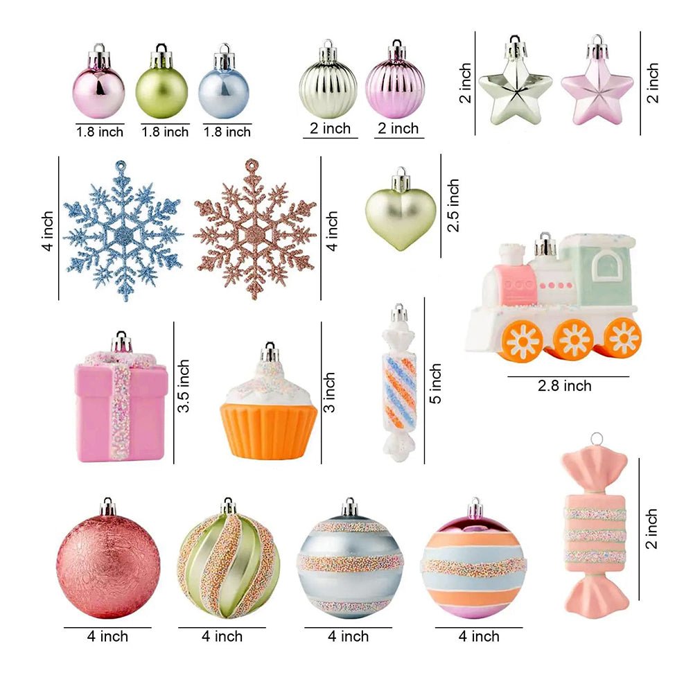 Little Surprise Box 80pcs Pastel Sprinkle Candies Tree ornaments XMAS Tree decoration set - Christmas Decor