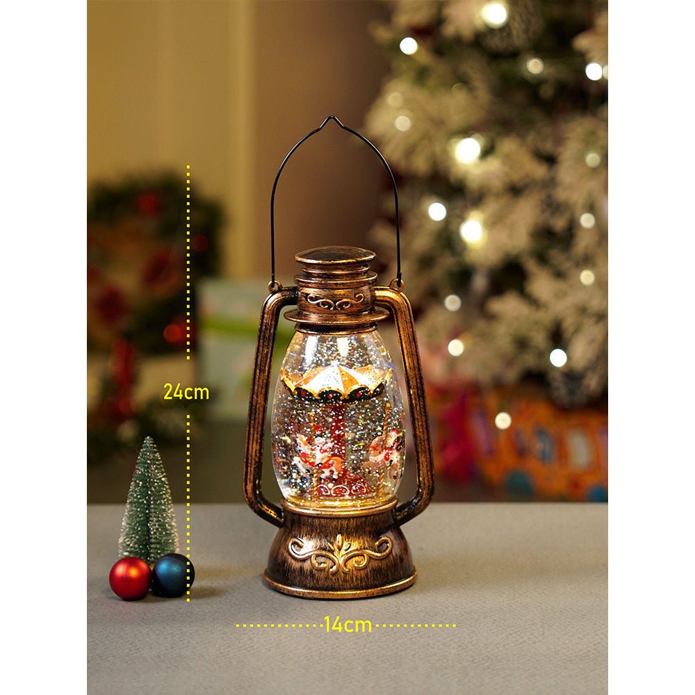 Little Surprise Box Antique Look Lantern Carousel with Musical Glitter Water Light, Christmas Home Décor - Christmas Decor