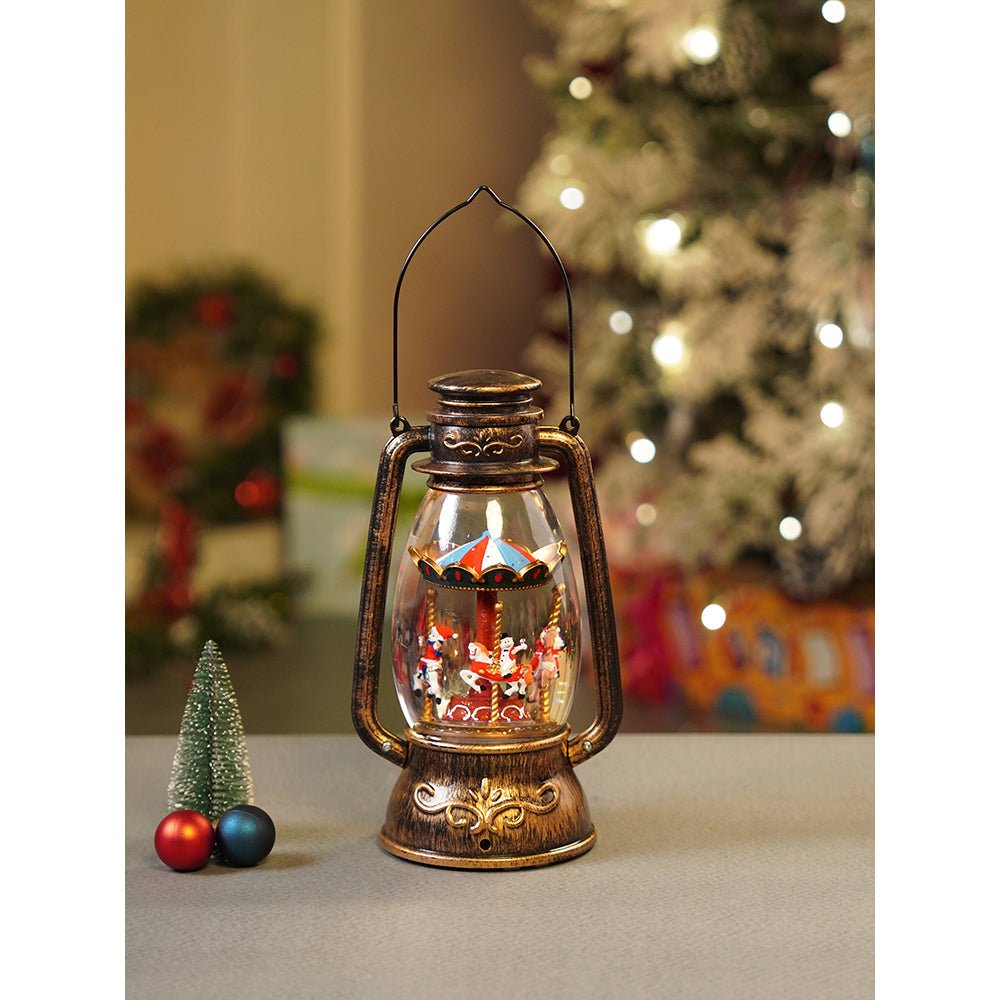 Little Surprise Box Antique Look Lantern Carousel with Musical Glitter Water Light, Christmas Home Décor - Christmas Decor