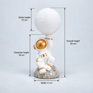 Little Surprise Box, Astronaut Holding Moon, side Bed Table Lamp, Kids Room Decor - Gold Room Decor