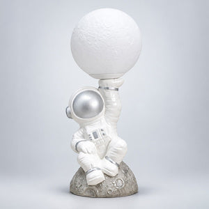 Little Surprise Box, Astronaut Holding Moon, side Bed Table Lamp, Kids Room Decor - Sliver Room Decor