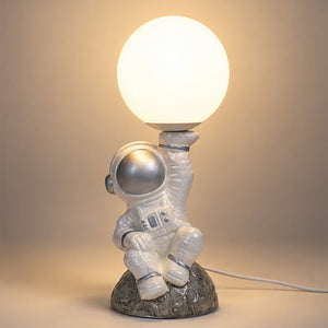 Little Surprise Box, Astronaut Holding Moon, side Bed Table Lamp, Kids Room Decor - Sliver Room Decor
