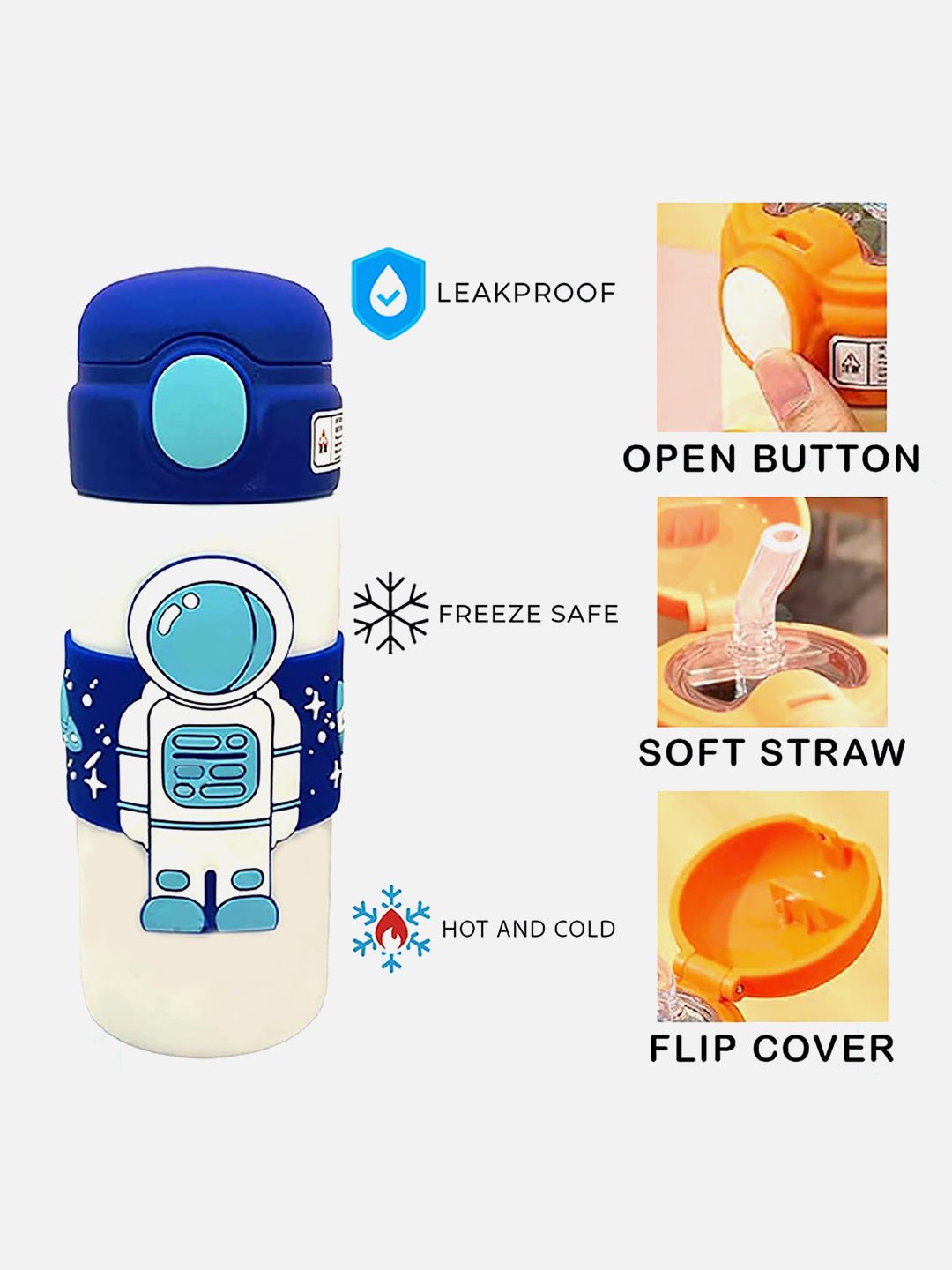 Little Surprise Box Astronaut, Stainless Steel Kids Water Bottle, 500 ml - LSB - WB - Blbandastrnt