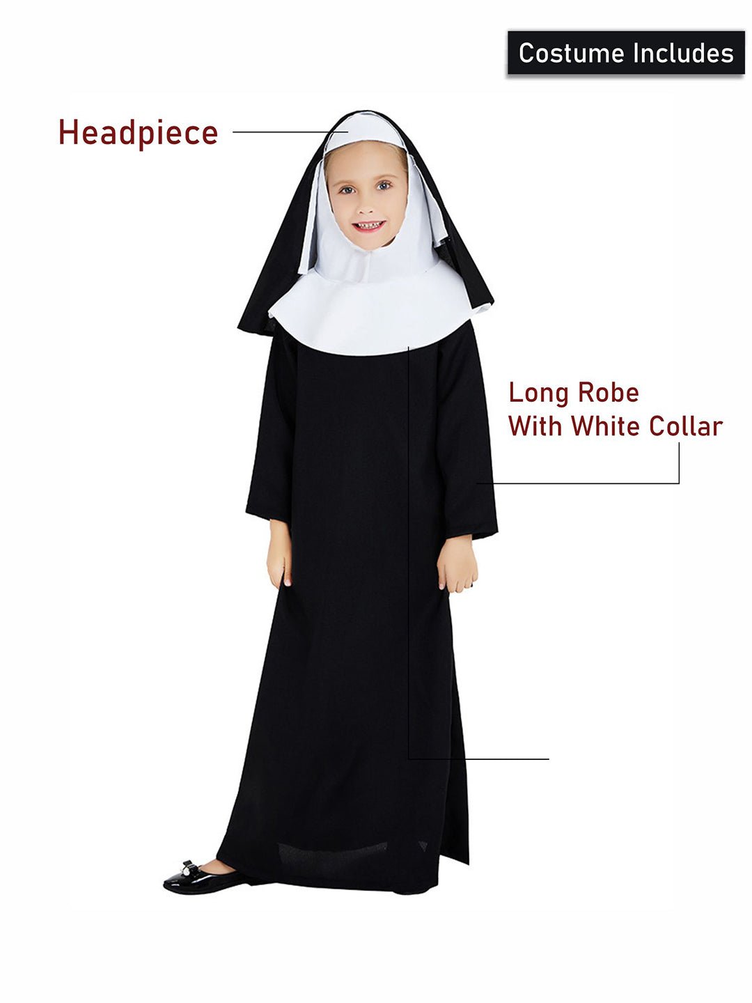 Little Surprise Box, Baby Nun, Kids Halloween Costume Fancy Dress Up - LSB - HWC - BABYNUN - 7 - 8Y