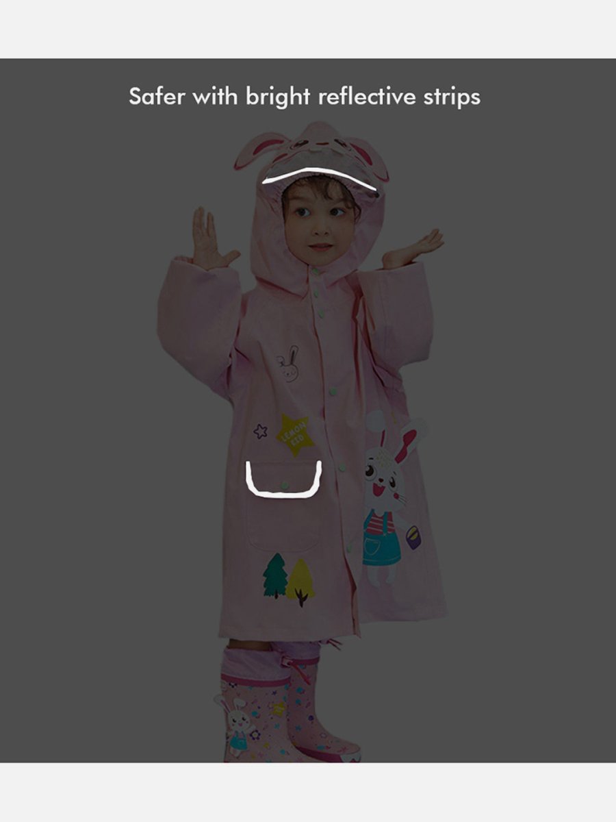 Little Surprise Box Baby Pink Rabbit Theme Raincoat for Kids - LSB-S4-RC-BABYPINKRABIT-SMALL