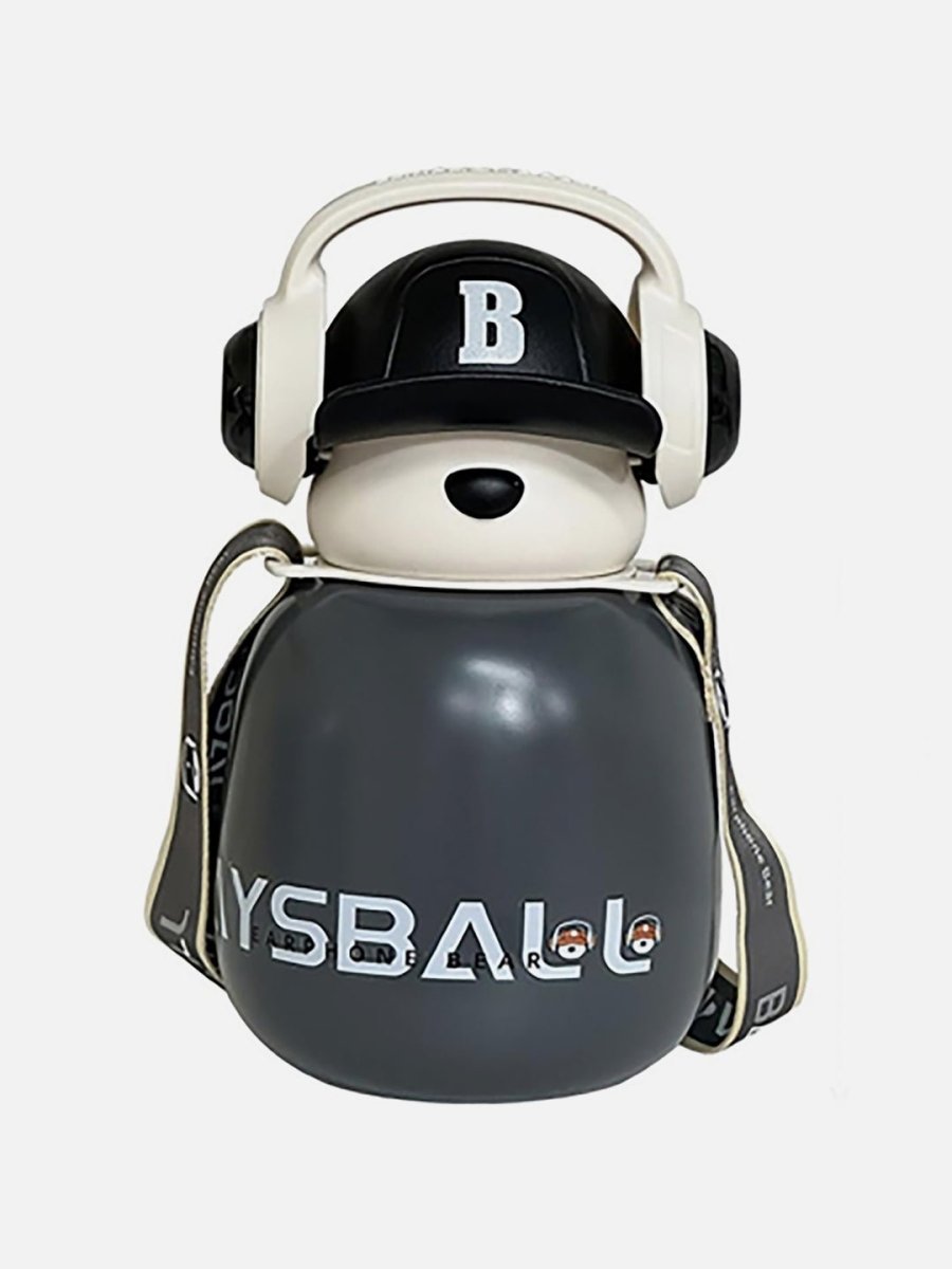 Little Surprise Box Baseball Bear Kids Water Bottle - LSB-WB-GREYBASEBALL