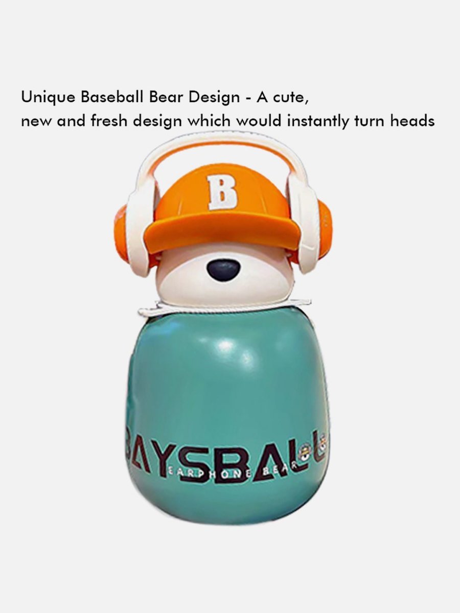 Little Surprise Box Baseball Bear Kids Water Bottle - LSB-WB-GREENBASEBALL