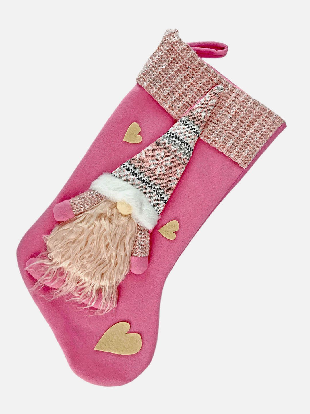 Little Surprise Box, Beard Gnome Christmas Stocking for Gifts and Christmas Décor - 16 inches - LSB - CMS - PINKBEARD - STKG