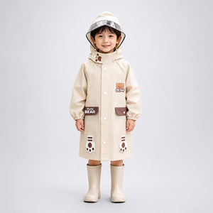 Little Surprise Box Beige Bear 3D Raincoat - Size 1 Kids Rainwear