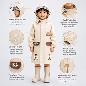 Little Surprise Box Beige Bear 3D Raincoat - Size 1 Kids Rainwear