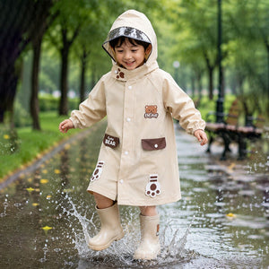 Little Surprise Box Beige Bear 3D Raincoat - Size 1 Kids Rainwear