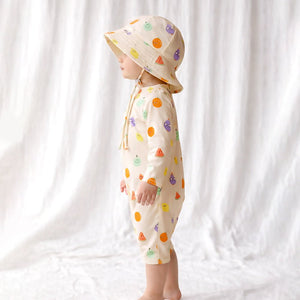 Little Surprise Box Beige Fruit Emoji Kids Swimwear Set + Hat, Wash Bag & Detergent - 3 - 4 Years Kids Swimwear