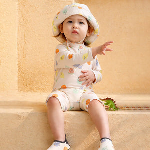 Little Surprise Box Beige Fruit Emoji Kids Swimwear Set + Hat, Wash Bag & Detergent - 3 - 4 Years Kids Swimwear
