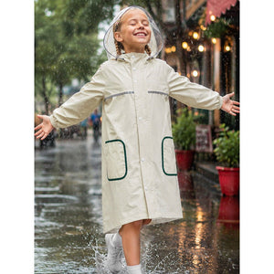Little Surprise Box Beige Pocket Patch Raincoat | The Mom Store - XL Kids Raincoat