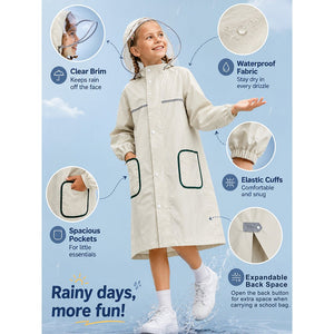 Little Surprise Box Beige Pocket Patch Raincoat | The Mom Store - XL Kids Raincoat