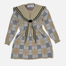Little Surprise Box Beige sailor Checkered Collar Knitted Frock Winterwear for girls - LSB - FRK - BEIGESAILORCOLLAR - 3 - 4Y
