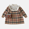 Little Surprise Box Beige sailor Checkered Knitted Frock Winterwear for girls - 2 - 3Y - LSB - FRK - BEIGESAILOR - 2 - 3Y