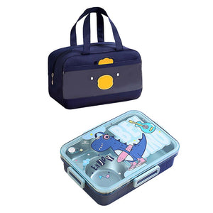 Little Surprise Box Big Dino Lunch Box, Insulated Lunch Bag & chopsticks, spoon Combo Set for Kids - LSB-LBDino-LBCBLUE-BIG