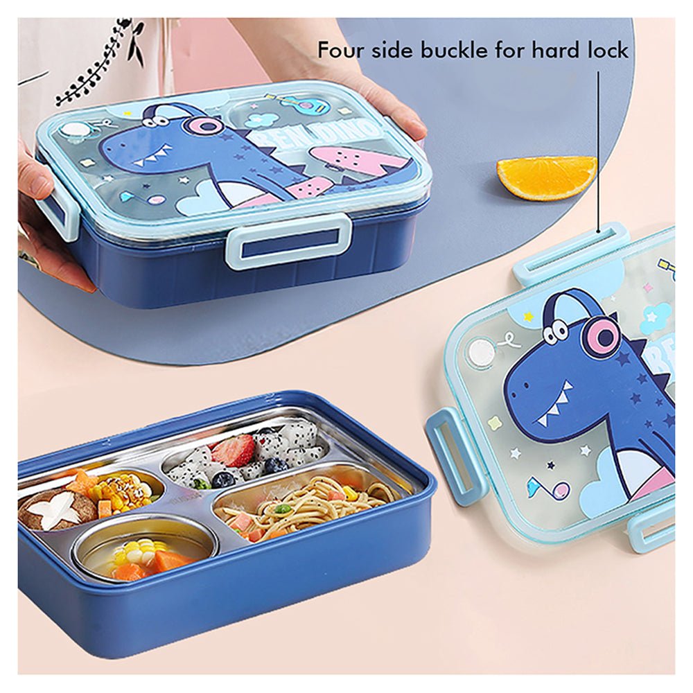 Little Surprise Box Big Dino Lunch Box, Insulated Lunch Bag & chopsticks, spoon Combo Set for Kids - LSB-LBDino-LBCBLUE-BIG