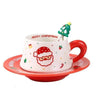 Little Surprise Box, Big Santa Christmas themed Ceramic Cup & Saucer with 3D Christmas Tree Spoon Gift Box Set - Christmas Cutlery