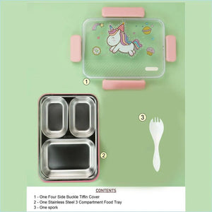 Little Surprise Box Big Size Stainless Steel Kids Lunch Box - LSB - LB - BLUWHALE