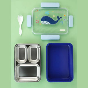 Little Surprise Box Big Size Stainless Steel Kids Lunch Box - LSB - LB - BLUWHALE