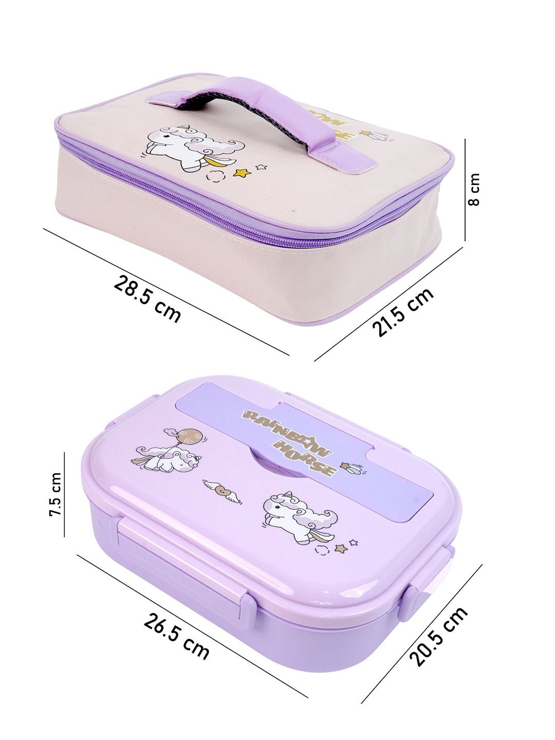 Little Surprise Box, Big Size Stainless Steel Lunch Box with Lunch Bag & free Dip Box - LSB - LB - RNBWHORSE - LBAG