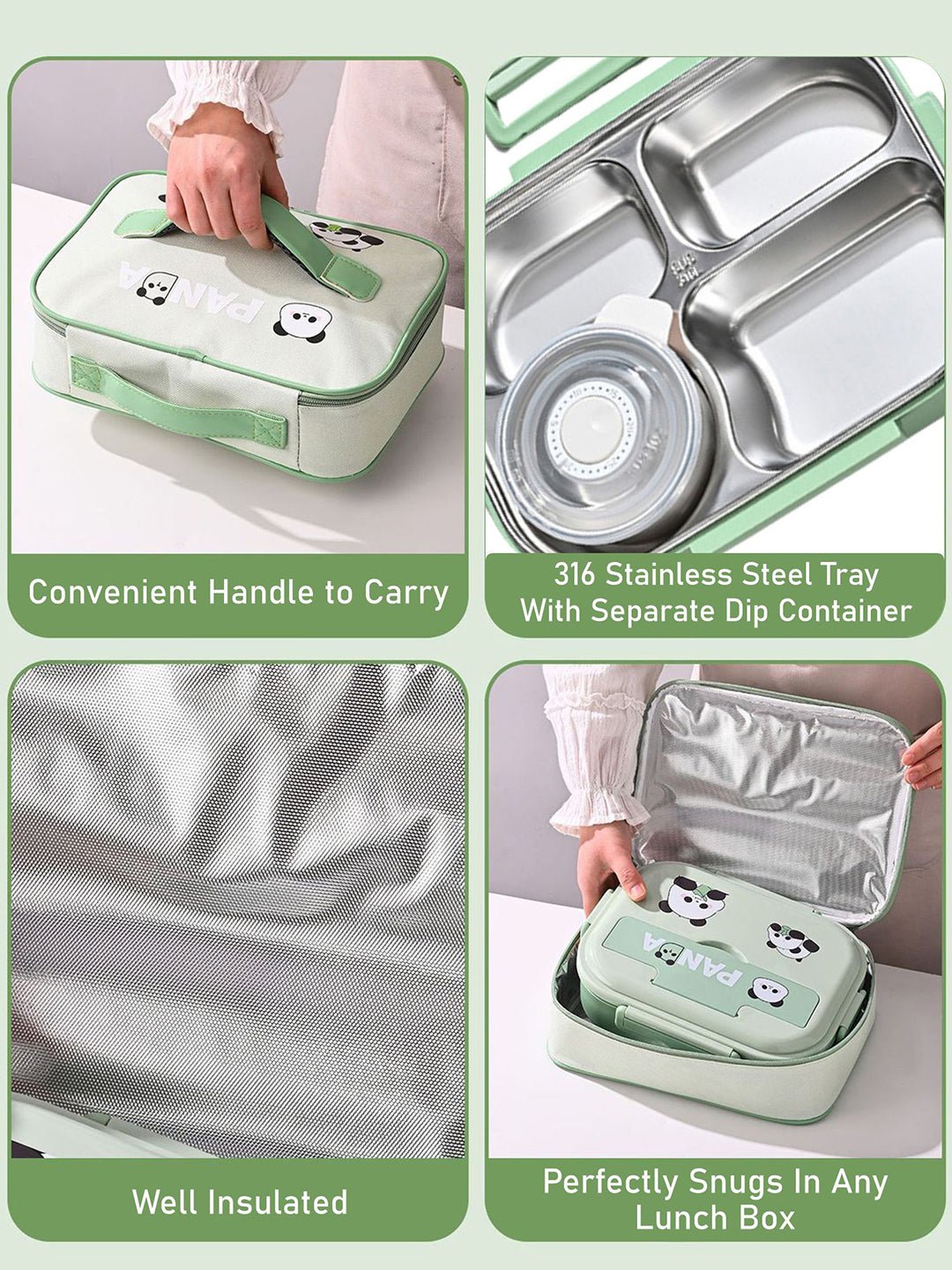 Little Surprise Box, Big Size Stainless Steel Lunch Box with Lunch Bag & free Dip Box - LSB - LB - 4PANDA - LBAG